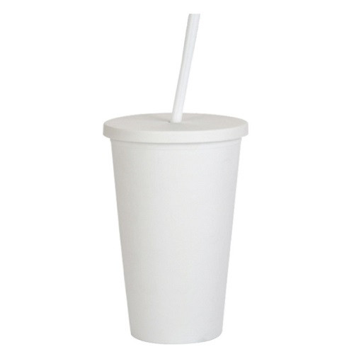 16oz Matte Plastic Cups with Lids & Straw 