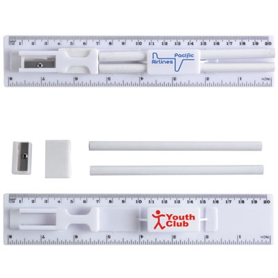 20cm Quatro Ruler with Pencils Sharpener and Eraser