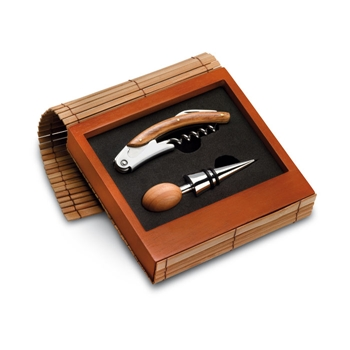 2pcs Wine Set in Bamboo Box