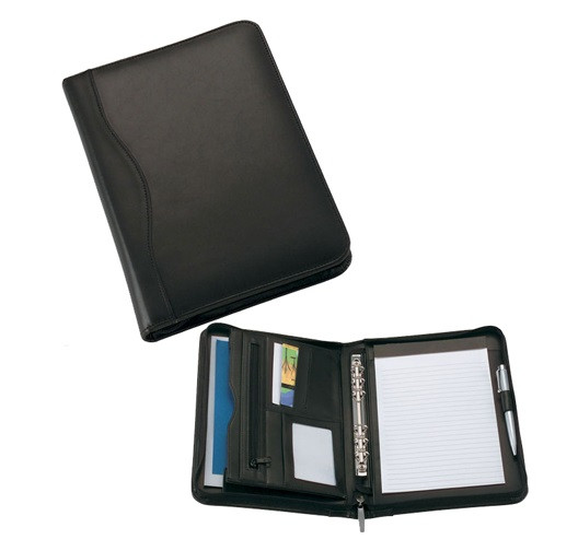 A5 Leather Compendium with Zippered Closure
