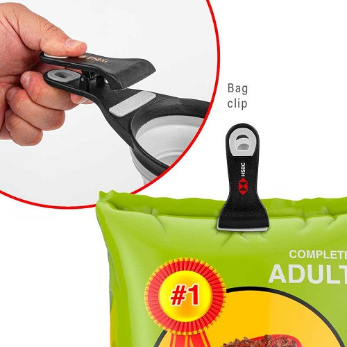 Collapsible Silicone Pet Food Scoop & Bag Clip 