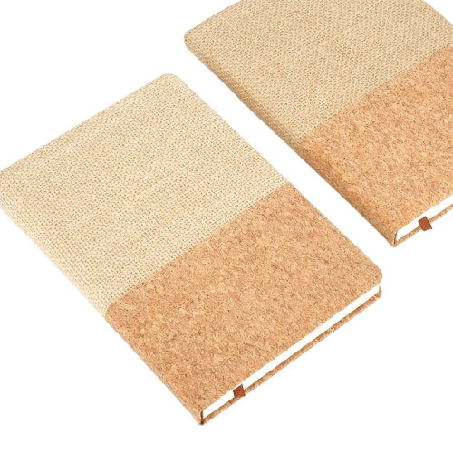 Cork and Jute Bound Notebook with Pen 