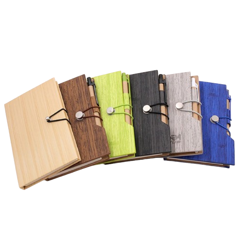 Custom Woodgrain Notebook with Sticky Notes and Flags