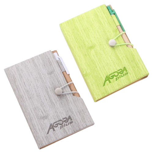 Custom Woodgrain Notebook with Sticky Notes and Flags 