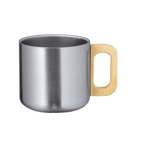 Garfun 400ml Recycled Double Walled Mug with Wooden Handle 