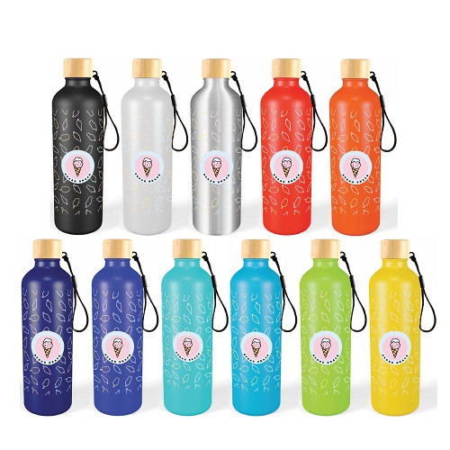 Gelato Aluminium Drink Bottle with Bamboo Lid