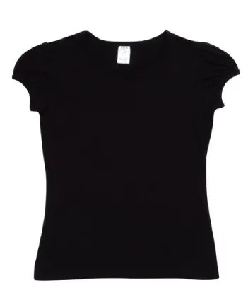 Girls Puff Sleeve Crew Neck T-shirts 
