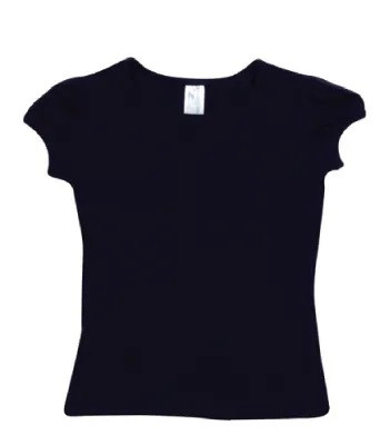 Girls Puff Sleeve Crew Neck T-shirts 