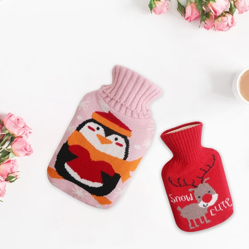 Hot Water Bottle with Knitted Cover 