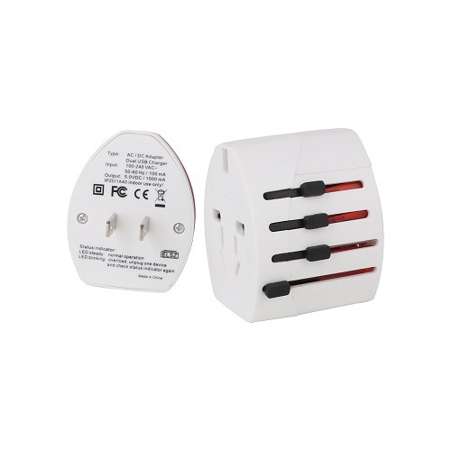 Light-Up Universal Plug Travel Adapter with USB 