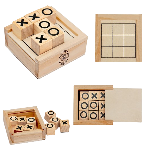 Mini Wood Tic-Tac-Toe Game