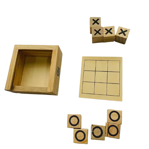 Mini Wood Tic-Tac-Toe Game 