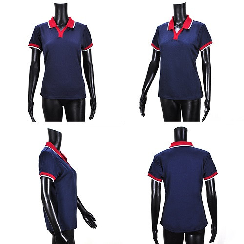 Women's Polo Tri-Colour Design Collar And Cuff 