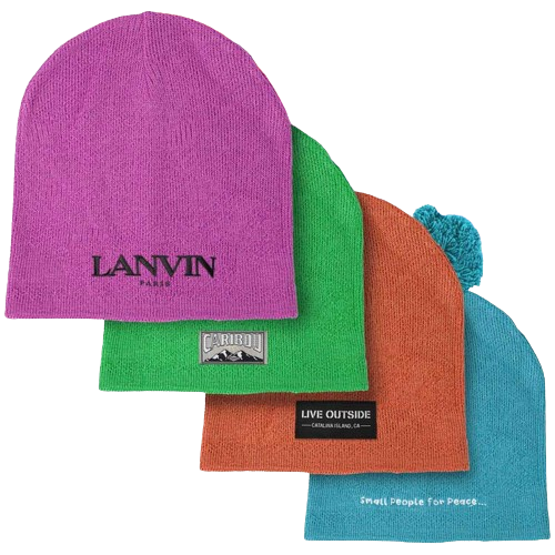 Solid Color Embroidered Acrylic Beanie