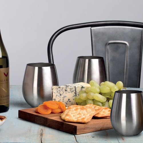 Stemless Stainless Steel Wine Glass Set 