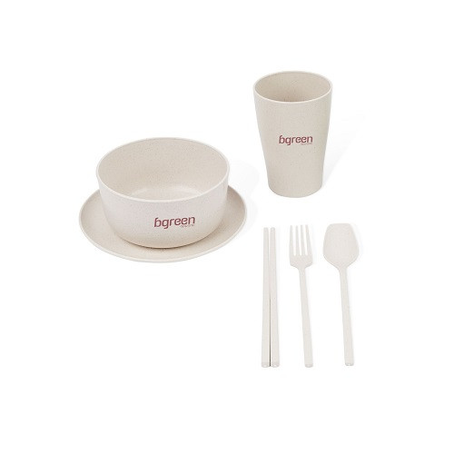6 Pieces Wheat Straw Tableware Set 