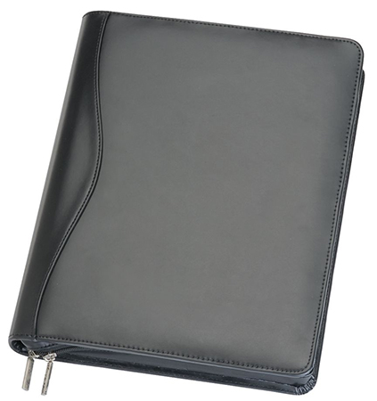 A4 Leather Zippered Compendium with Removable iPad 