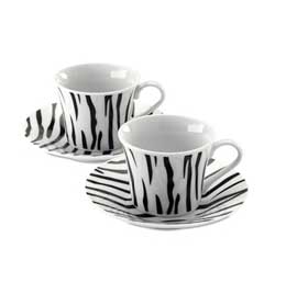 Africa Set 2 Expresso Cups W/ Saucers