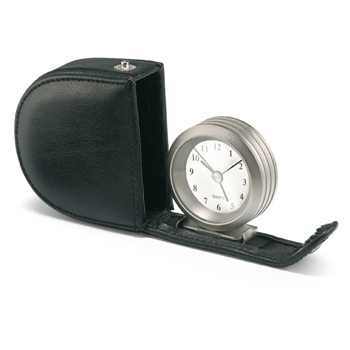 Alarm Clock In Leather Pouch
