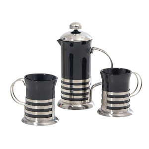 Black Ceramic Mug & Plunger Set