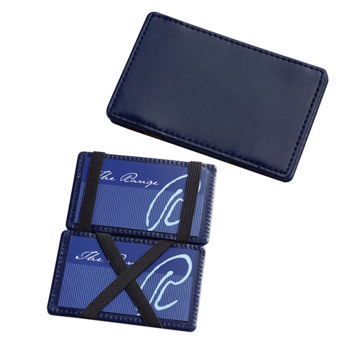Blue Leather Business Card Holder
