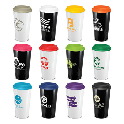 Cafe Cup-Grande - Black or White Body with 12 Colour Option for Screw on Lid