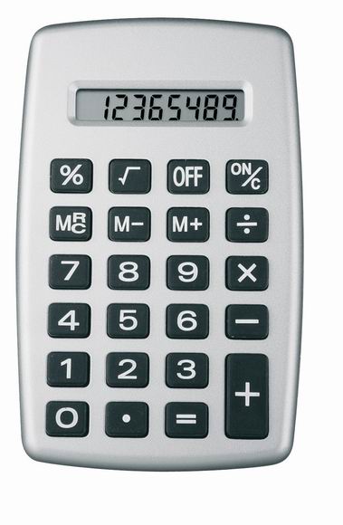 Calculator with a big rubber keypad