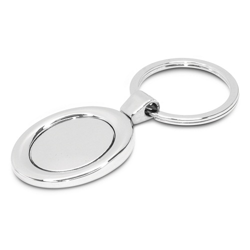 Chrome Finish Oval Keyring 