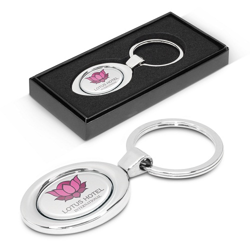 Chrome Finish Oval Keyring