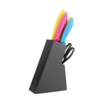 Colourful knife set w/ scissor