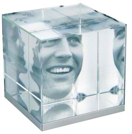 Crystal / Iron Cube Paperweight Picture Frame