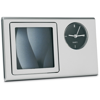 Desk clock w/photo frame