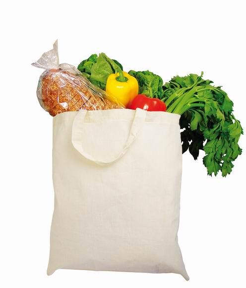 Eco friendly short-handled cotton shopping bag