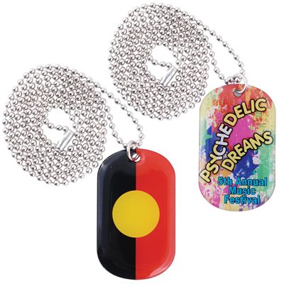 Epoxy Domed Dog Tag Neck Chain