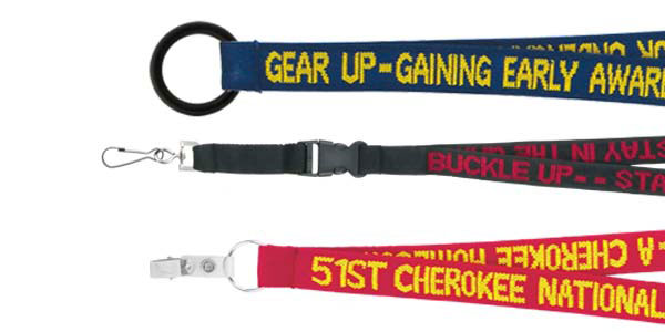 ¾” Environmentally Friendly Woven Text Lanyard