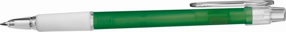 Frosted Ballpoint Pen with Rubber Grip - Green