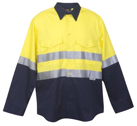 Long Sleeve Cotton Fluoro Shirts With 3M Panel 