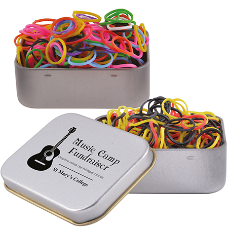 Loom Bands in Silver Rectangular Tin