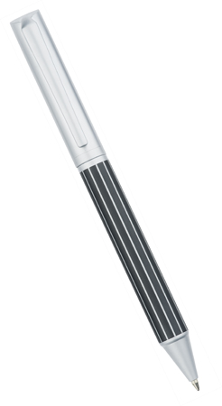 Matt Silver Metal Ballpen with Black Striped Barrel