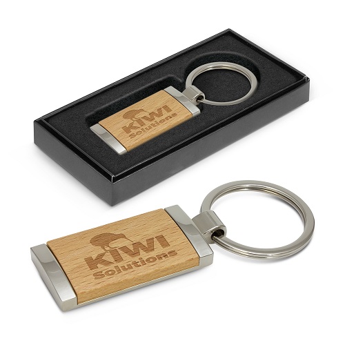 Metal Framed Wood Keyring