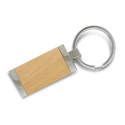 Metal Framed Wood Keyring 