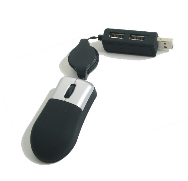 Mini Optical Mouse with USB Hub
