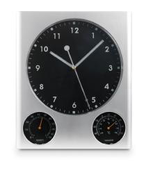 Oblong Wall Clock with Thermometer