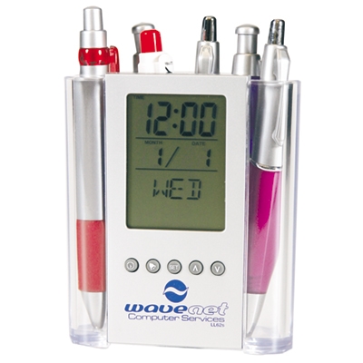 Pen Cup LCD Clock with Digital Thermometer