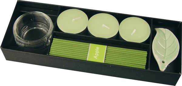 Perfumed tea light and incense sticks Apple
