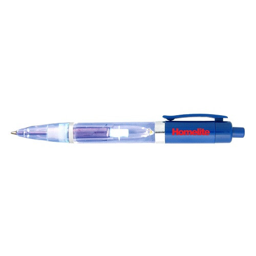 Plastic Translucent Light Up Pen in Blue 