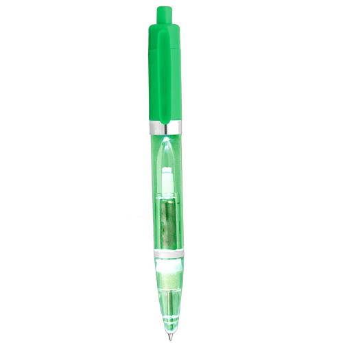 Plastic Translucent Light Up Pen in Green