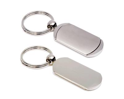 Rectangular Silver Metal Keyrings 