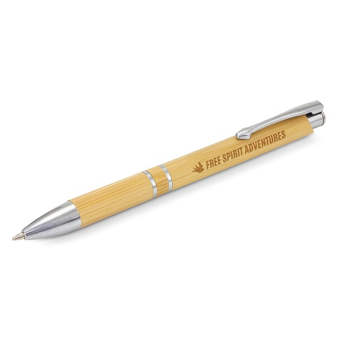 Retractable Bamboo Pen with Clip