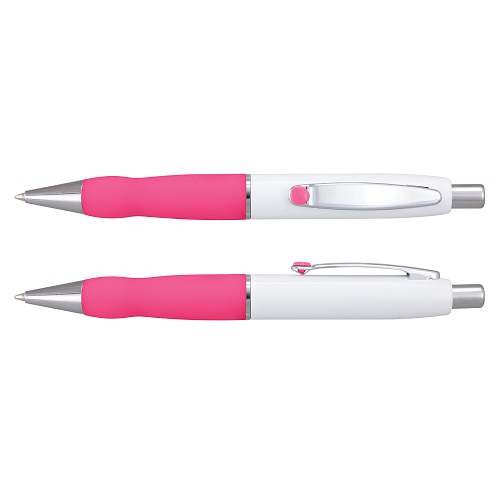 Retractable White Barrel Pen 